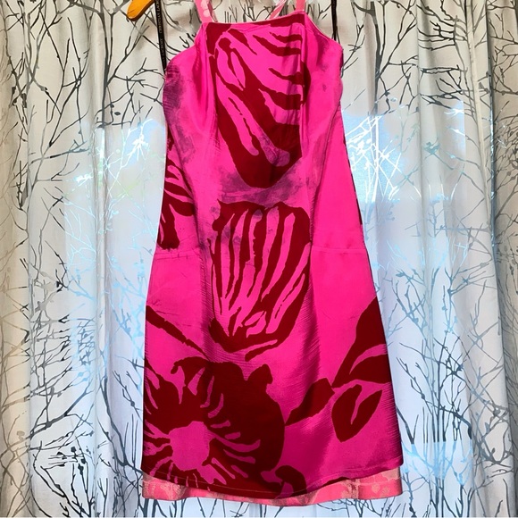 VINTAGE CHRISTIAN LACROIX pink silk cotton floral print sleeveless dress - Picture 11 of 13